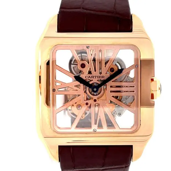 Cartier 47.4 x 38.7mm Santos-Dumont Skeleton Manual Winding Rose Gold front