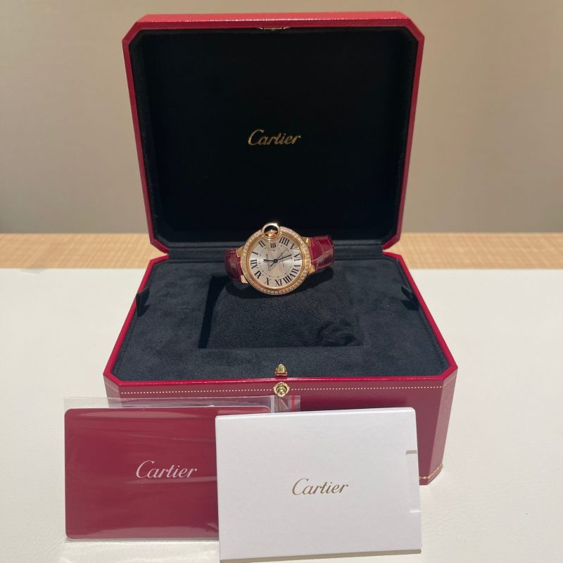 Cartier 33mm Ballon Bleu De Cartier Automatic Diamonds Bezel Rose Gold 