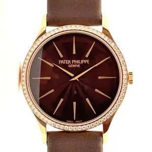 Patek Philippe 33mm Ladies Calatrava “Brown Dial” Rose Gold front