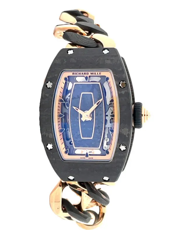 Richard Mille Ladies 45.66 x 31.4mm Open-Link Carbon TPT® & Rose Gold Bracelet front