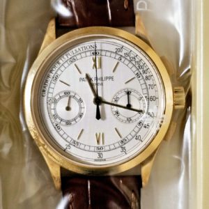 Patek Philippe 39mm “Discontinued” Single Sealed Chronograph Yellow Gold front