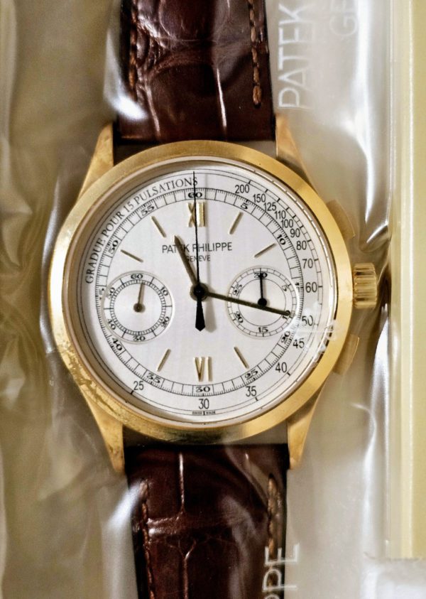 Patek Philippe 39mm “Discontinued” Single Sealed Chronograph Yellow Gold front