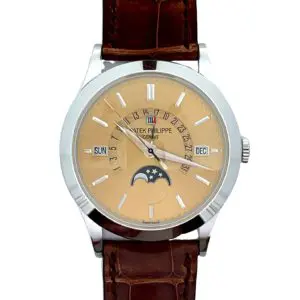 Patek Philippe 39.5mm “Honey Brown Dial” Retrograde Perpetual Calendar MoonPhase Platinum front