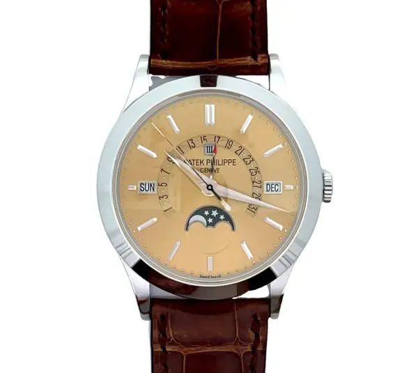 Patek Philippe 39.5mm “Honey Brown Dial” Retrograde Perpetual Calendar MoonPhase Platinum front