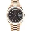 Rolex 40mm Day-Date “Chocolate Diagonal Motif Dial” Fluted Bezel Rose Gold front