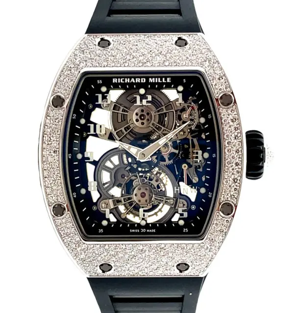 Richard Mille 48.15 x 40.1mm Manual Winding Tourbillon Snow Setting White Gold front