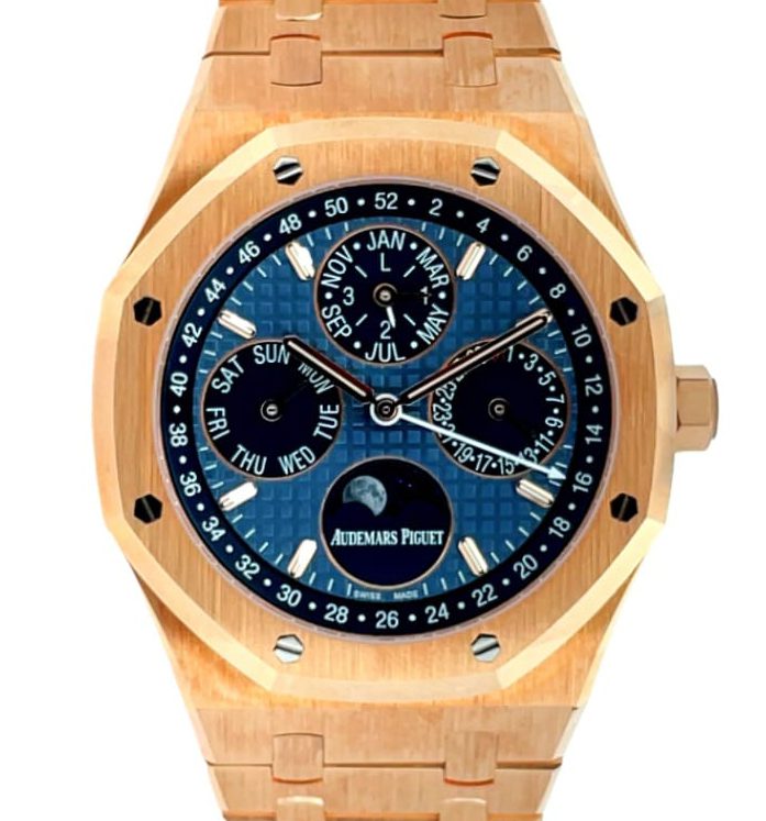 Audemars Piguet 41mm Blue Dial Royal Oak Perpetual Calendar Rose