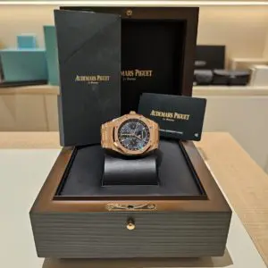 Audemars Piguet 41mm Blue Dial Royal Oak Perpetual Calendar Rose Gold with box