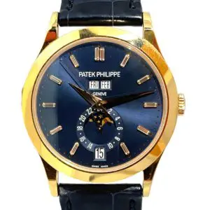 Patek Philippe 38.5mm Annual Calendar Moon Phases Rose Gold Baguette Diamonds front