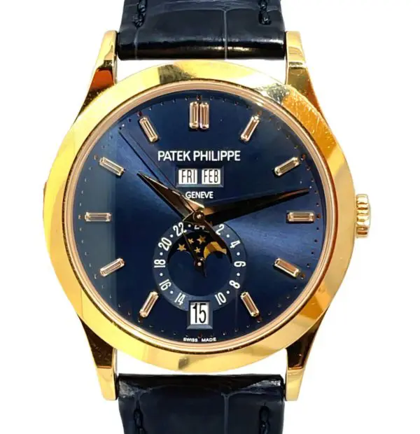 Patek Philippe 38.5mm Annual Calendar Moon Phases Rose Gold Baguette Diamonds front