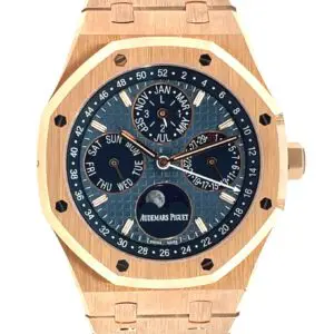 Audemars Piguet 41mm “Blue Dial” Royal Oak Perpetual Calendar Rose Gold front