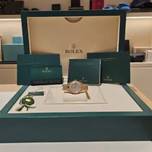 Rolex 29mm Lady-Datejust Pearlmaster MOP Diamond Dial & Diamond Bezel Yellow Gold in box