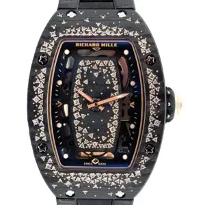 Richard Mille Ladies 45.66 x 31.4mm “Starry Night” Full Bracelet Carbon TPT Diamond Inlay Rose Gold front