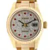 Rolex 26mm Datejust Pave Diamond Dial with Ruby Index President Bracelet Yellow Gold front