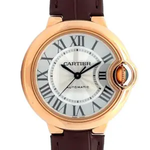 Cartier Ladies 33mm Automatic Ballon Bleu De Cartier Leather Strap Rose Gold front