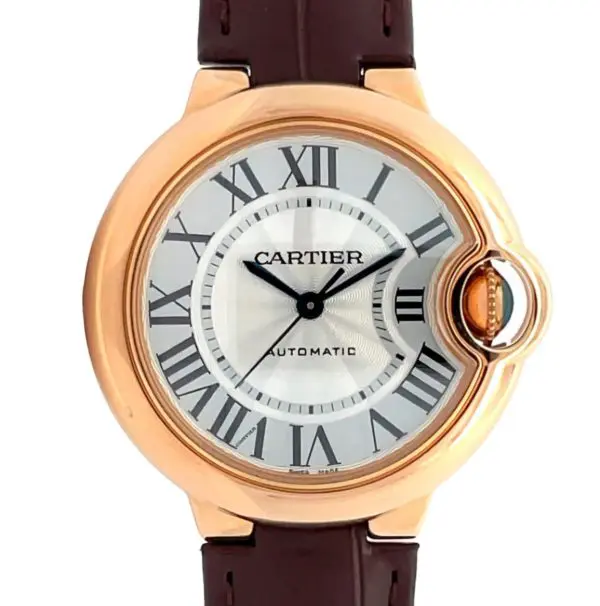 Cartier Ladies 33mm Automatic Ballon Bleu De Cartier Leather Strap Rose Gold front