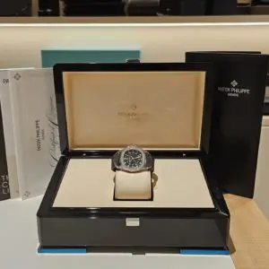 Patek Philippe 35.6mm Ladies Aquanaut “Black Dial” Steel in box