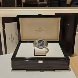 Patek Philippe 40mm Nautilus Moon Phases “Blue Dial” Steel in box