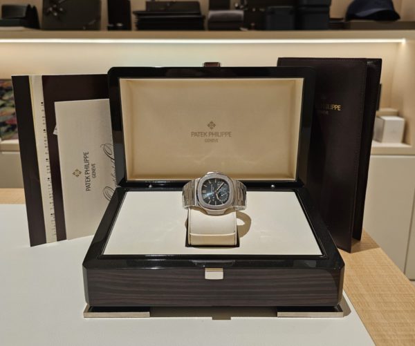 Patek Philippe 40mm Nautilus Moon Phases “Blue Dial” Steel in box