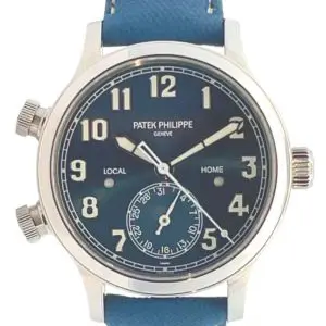 Patek Philippe 37.5mm Ladies “Singapore Edition” Limited 400pcs Pilot Calatrava Travel Time Steel front