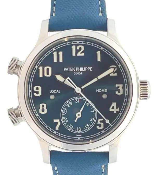 Patek Philippe 37.5mm Ladies “Singapore Edition” Limited 400pcs Pilot Calatrava Travel Time Steel front