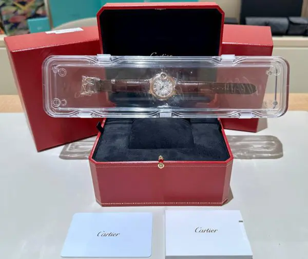 Cartier Ladies 33mm Automatic Ballon Bleu De Cartier Leather Strap Rose Gold in box