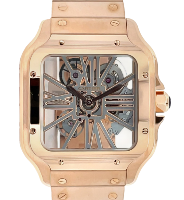 Cartier Santos 39.7mm De Cartier Large Model Skeleton Rose Gold front