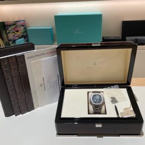 Patek Philippe 40mm Nautilus Moon Phases “Blue Dial” Steel in box
