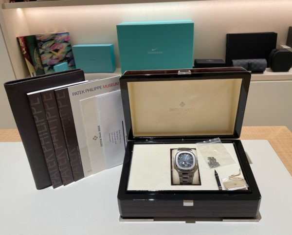 Patek Philippe 40mm Nautilus Moon Phases “Blue Dial” Steel in box