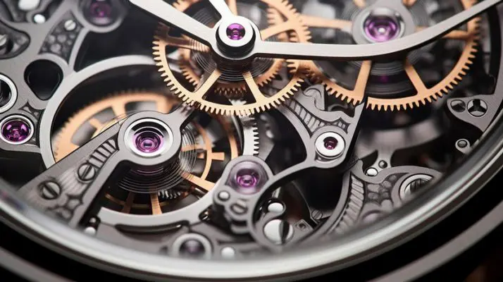 Close-up of watch movement