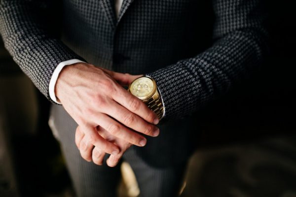 Man in a suit wearing a wristwatch